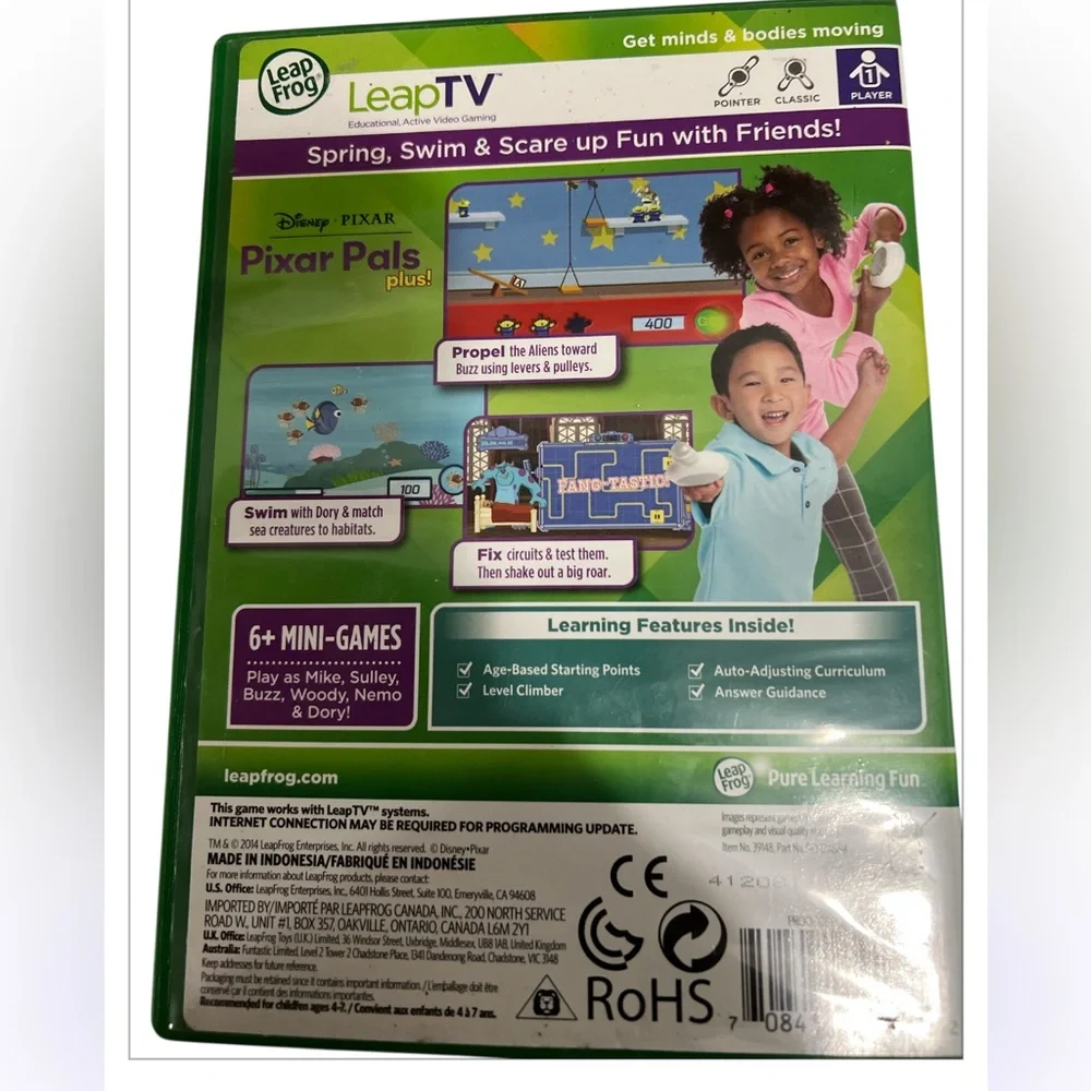 LeapFrog LeapTV Disney Pixar Pals Plus Game 2014 Woody Nemo‎ Sulley Tested